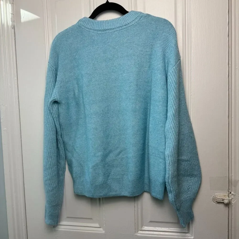 Any Body Cable Knit Crewneck Sweater Womens Small Blue Knit NWOT QVC - Picture 5 of 8